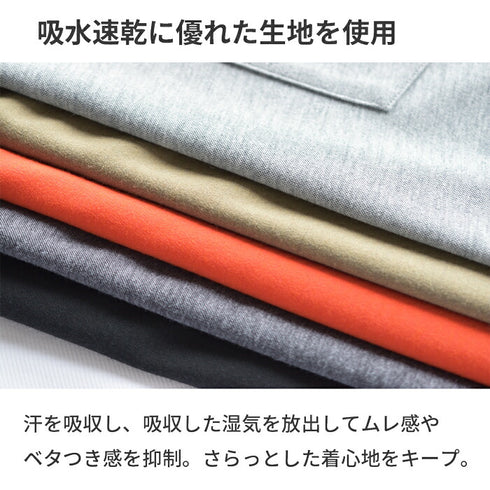 【日本製】 tシャツ メンズ 半袖 ビッグシルエット 吸水速乾 クルーネック ワンポケット 無地 オレンジ(FL24SS-009-or)